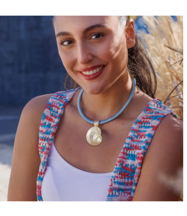 Bijoux Envie Seashell Necklace  Blue N4370