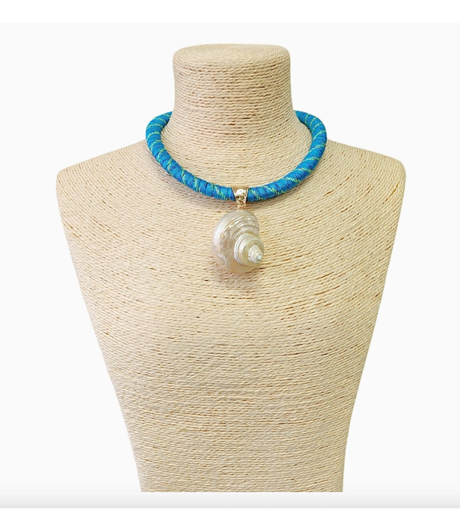 Bijoux Envie Seashell Necklace  Blue N4370