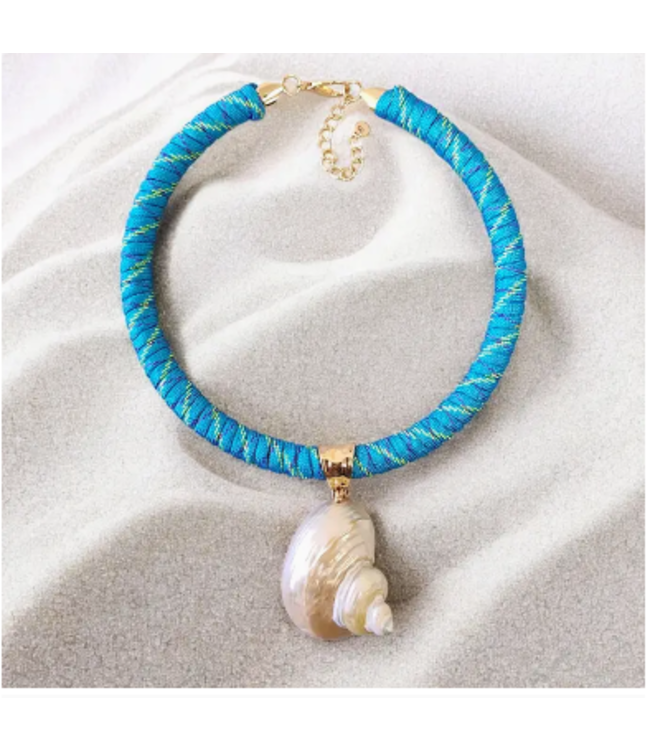 Bijoux Envie Seashell Necklace  Blue N4370