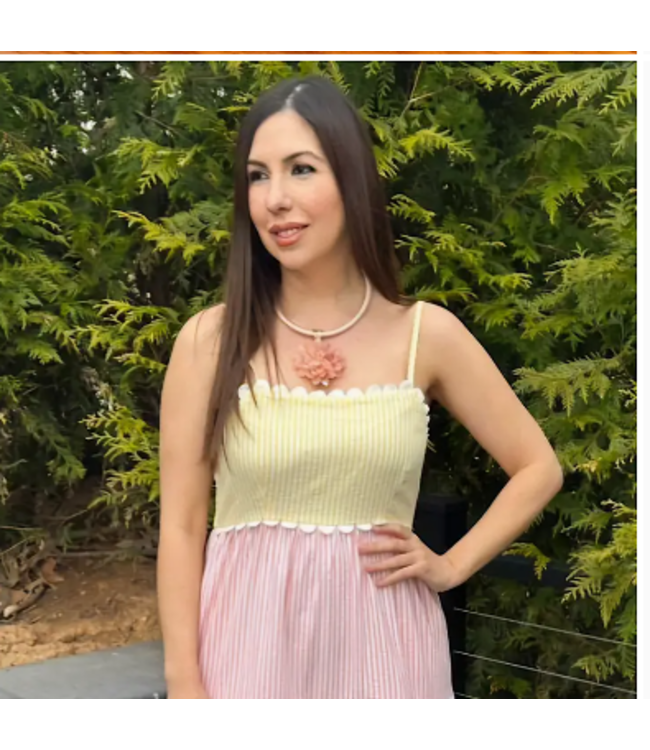 Bijoux Envie Flower Necklace Pink N4349