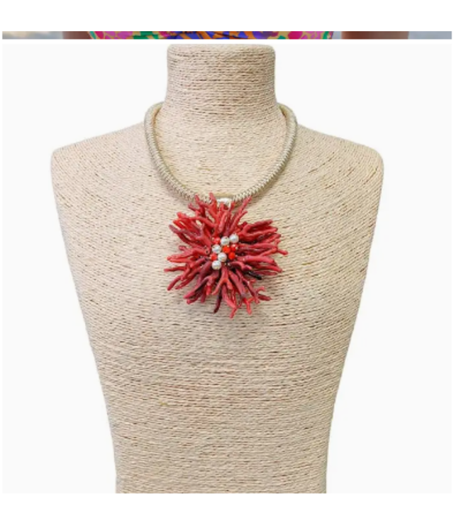 Bijoux Envie Flower Necklace Coral N4224