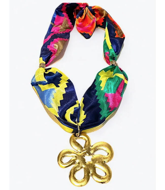 tweeds and beads flower power scarf necklace