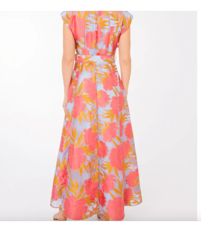 Abbey Glass Olivia Hot Coral Pansy Vine Organza