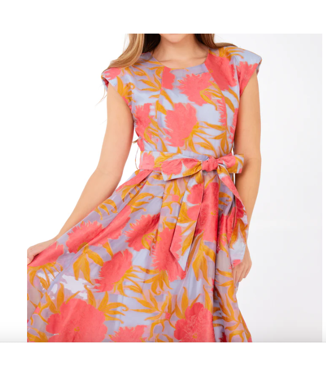 Abbey Glass Olivia Hot Coral Pansy Vine Organza