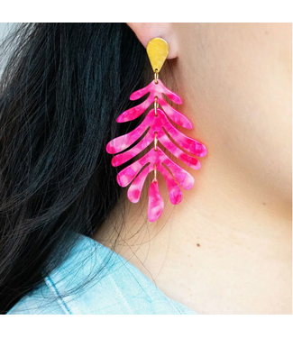 Spiffy & Splendid Spiffy  &  Splendid Palm Earrings - Hot Pink- PALM0661