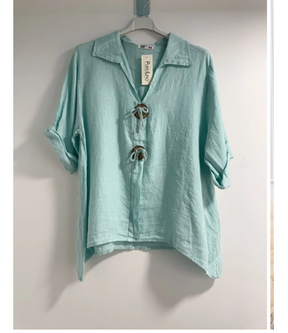 Linen & Cotton Linen & Cotton Linen Top w /Large Buttons