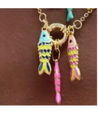 Hoopla Hoopla Lucky Fish Charm Collector Necklace Steel- Charm Collector-711719