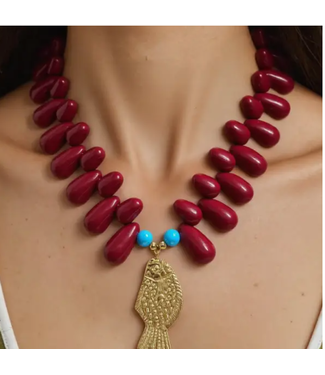 Hoopla Hoopla Lucky Fish- Kitsch and Sea- Resin Bead Statement Necklace-711719