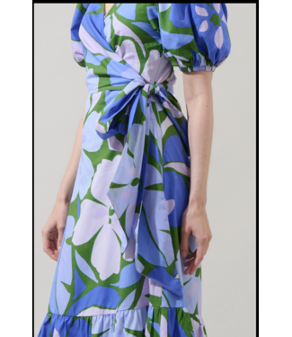 Sugarlips Dayana Floral Poplin Wrap Midi Dress - STD13615APB