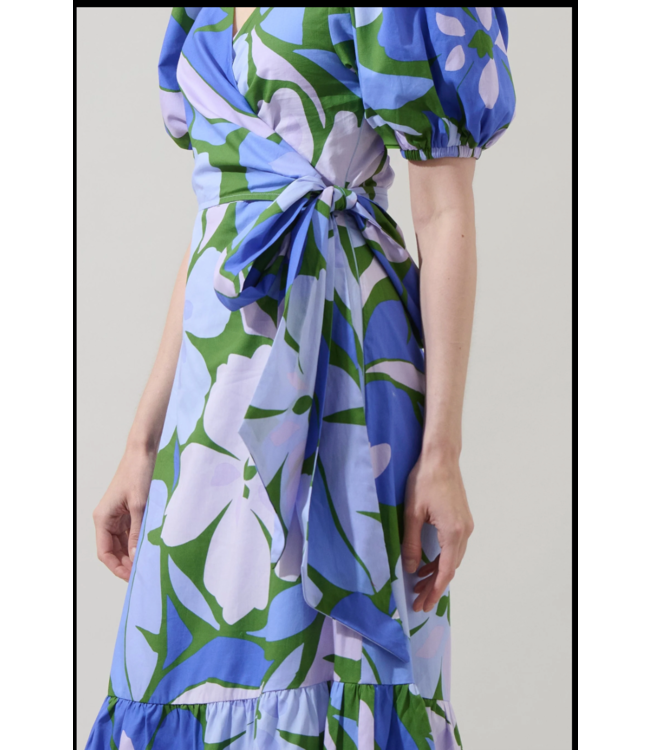 Sugarlips Dayana Floral Poplin Wrap Midi Dress - STD13615APB