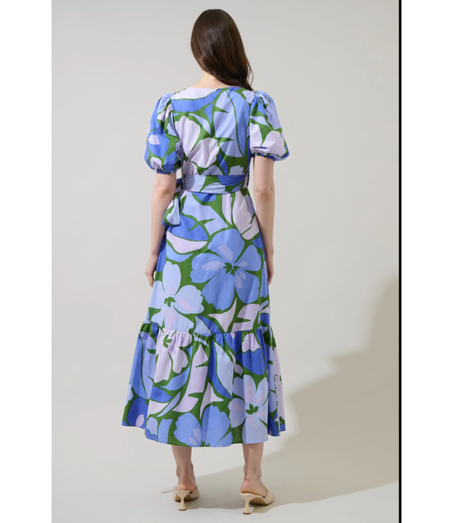 Sugarlips Dayana Floral Poplin Wrap Midi Dress - STD13615APB