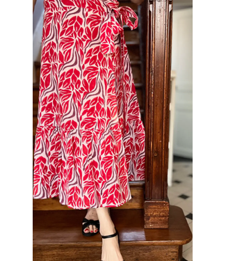 Beastly Threads Beastly Threads Red Snake Ruffle Wrap Skirt