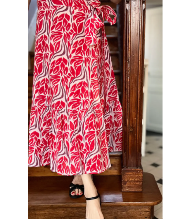 Beastly Threads Red Snake Ruffle Wrap Skirt