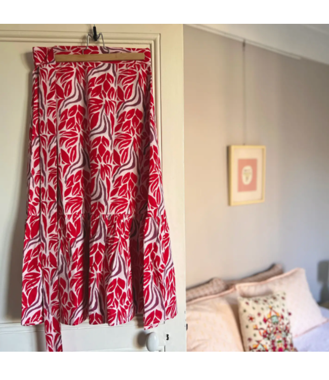 Beastly Threads Red Snake Ruffle Wrap Skirt