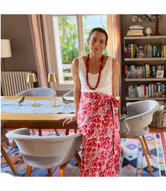 Beastly Threads Red Snake Ruffle Wrap Skirt