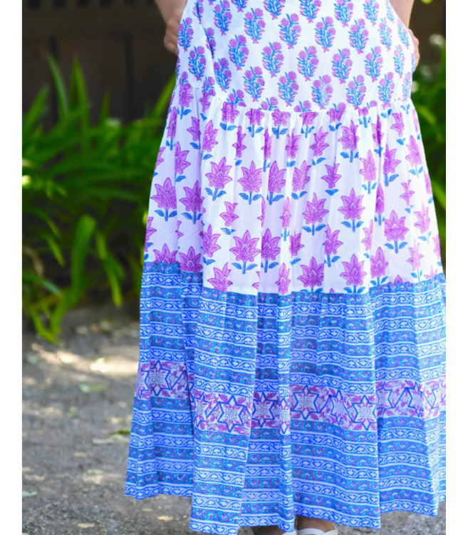 Dolma Block Printed Tiered Cotton Skirt- I17S2024