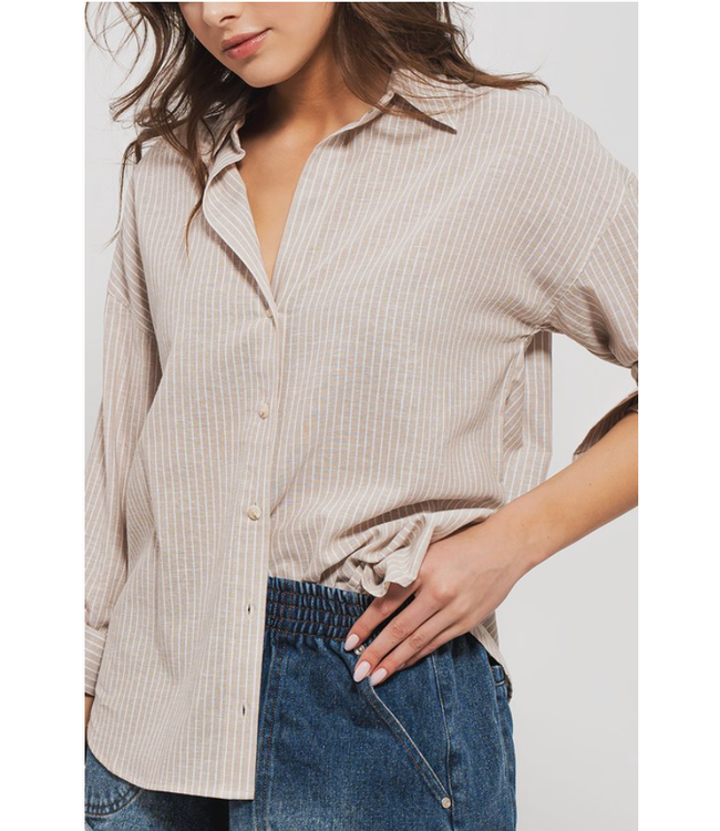 Urban Daizy Timeless Pinstripe Professional Shirt- UD10327TN