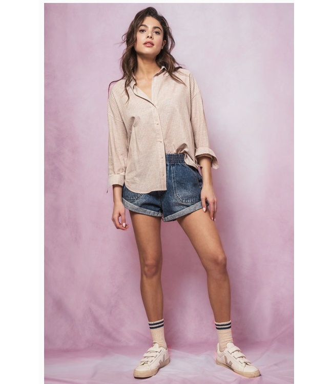 Urban Daizy Timeless Pinstripe Professional Shirt- UD10327TN