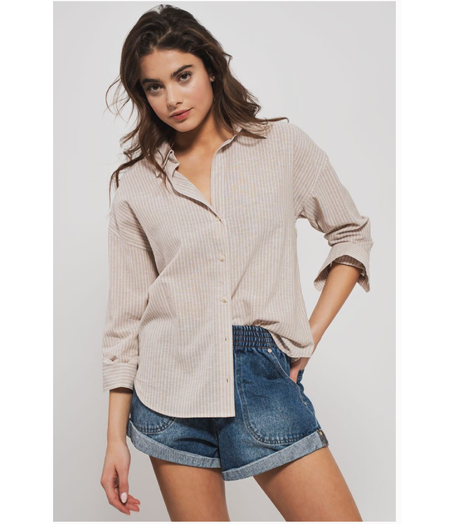 Urban Daizy Timeless Pinstripe Professional Shirt- UD10327TN