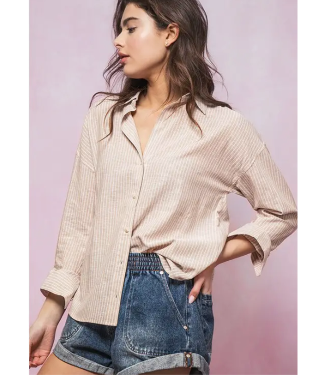 Urban Daizy Timeless Pinstripe Professional Shirt- UD10327TN