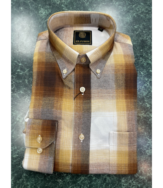 Long Sleeve Fashion Plaid  Button Down Acorn Multi