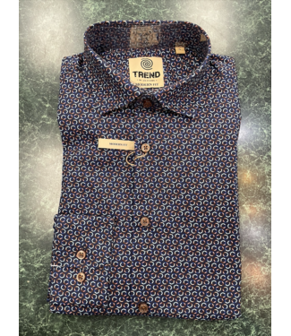 Trend Long Sleeve Hexagon Print Navy/Brown