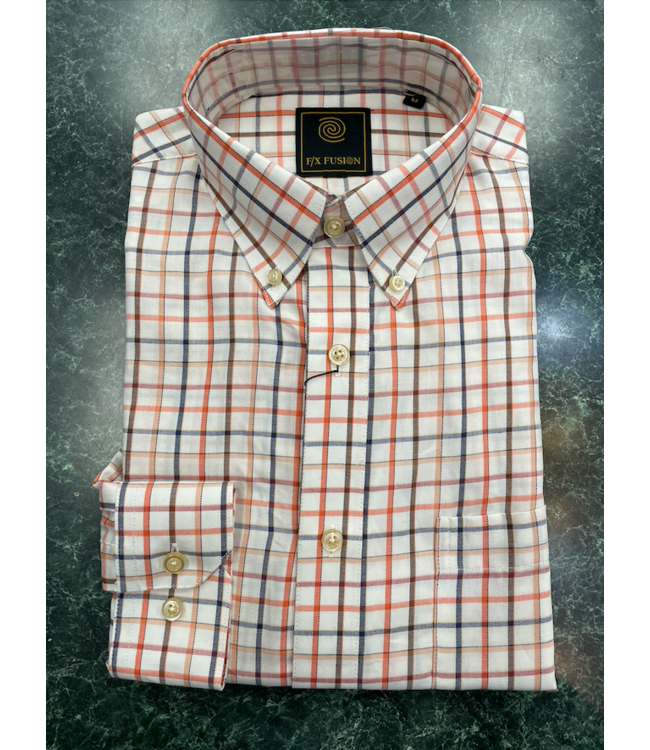 Long Sleeve Twill Check Orange Multi