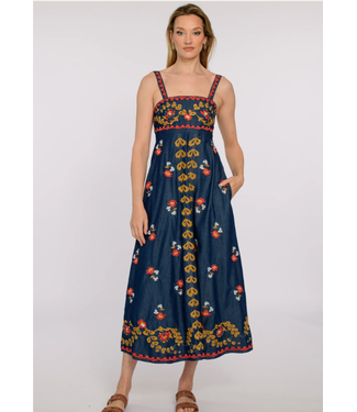 Elizabeth James Annalisa Dress Denim Embroidery 179236