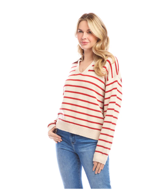 Karen Kane Stripped Polo Sweater- 3L89974