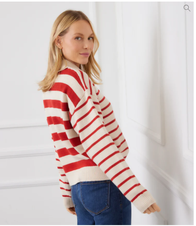 Karen Kane Stripped Polo Sweater- 3L89974