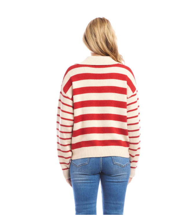 Karen Kane Stripped Polo Sweater- 3L89974