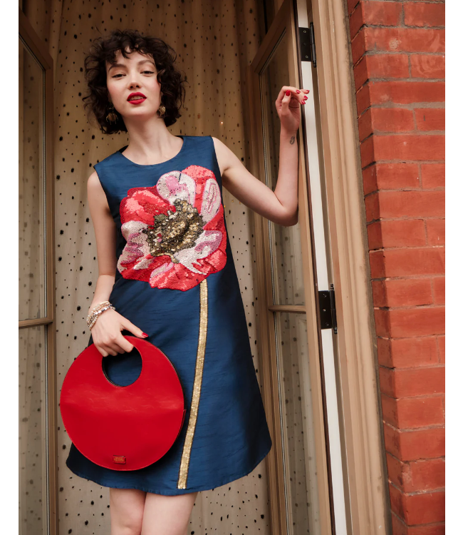 Frances Valentine Alice Shift Dress w Sequin Flower - 840398738747