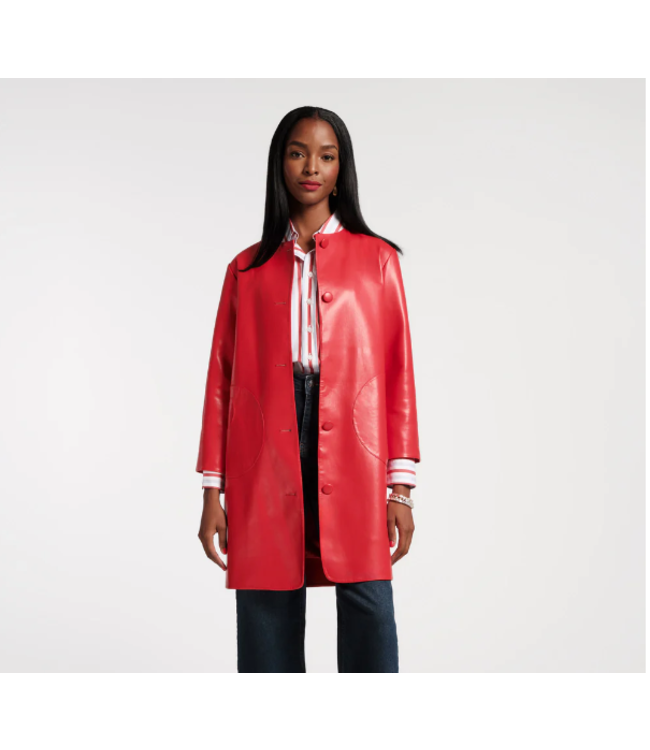 Frances Valentine Mod Jacket Faux Leather Geranium-840398738426