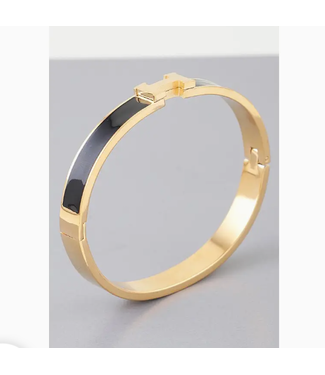 faire Bright H Cuff Bracelet- gold black