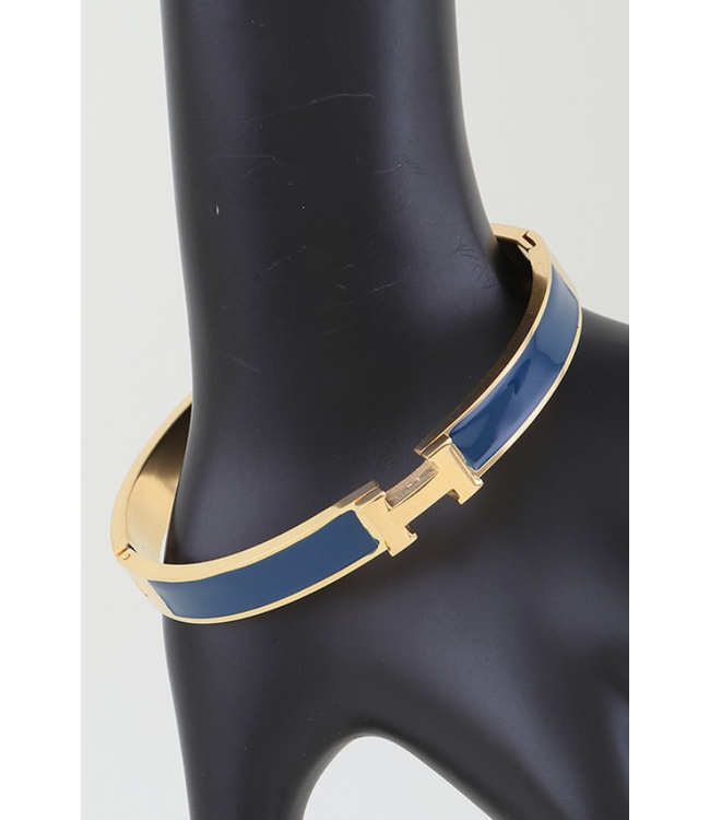 Bright H Cuff Bracelet- navy