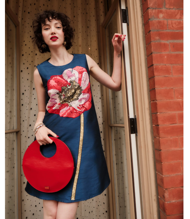 Frances Valentine Alice Shift Dress w Sequin Flower - 840398738747