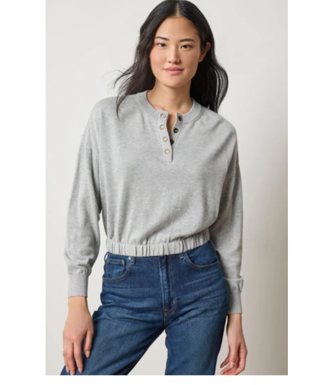 Lilla P Elastic Waist Henley Sweater