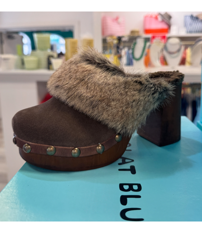 Fadia Dark Brown Suede Clog