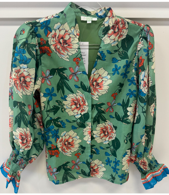 Jade #74H9987 Split V-neck Blouse