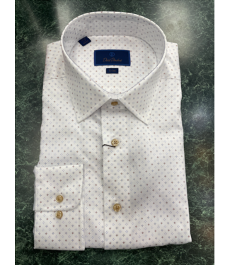 White & Chocolate Neat Diamond Print Dress Shirt