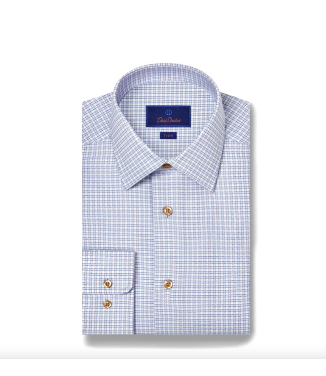 Sky & Chocolate Textured Check Dress Shirt