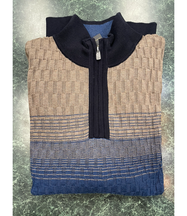 Ombre Rib 1/4 Zip Mock - Navy Combo