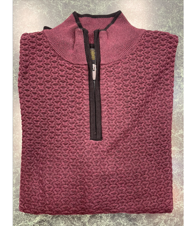 1/4 Zip Textured Mock - Port Heather