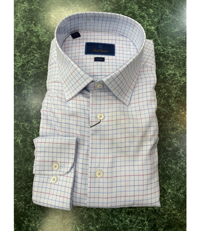 Sky/Merlot Trim Fit Barrel Cuff Dress Shirt TBSP11812436