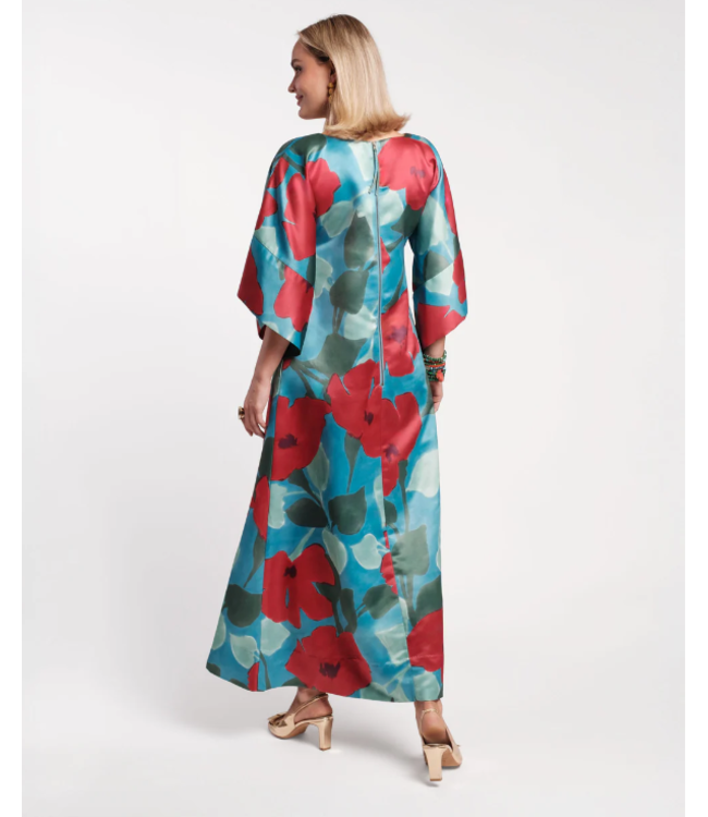 Frances Valentine Spinnaker Maxi Dress Floating Flora Poly Satin-840398742737