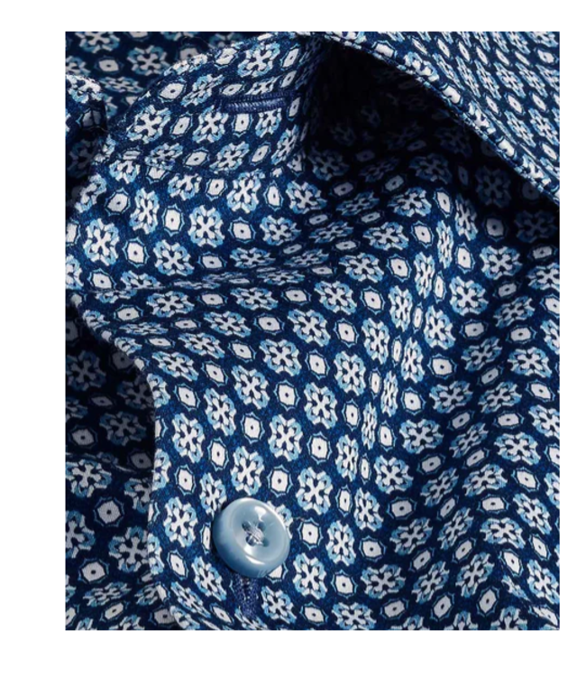 Navy Geometric Print Sport Shirt