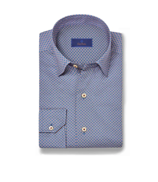 Blue Geometric Print Sport Shirt
