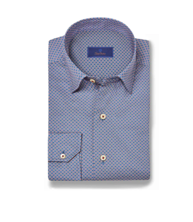 Blue Geometric Print Sport Shirt