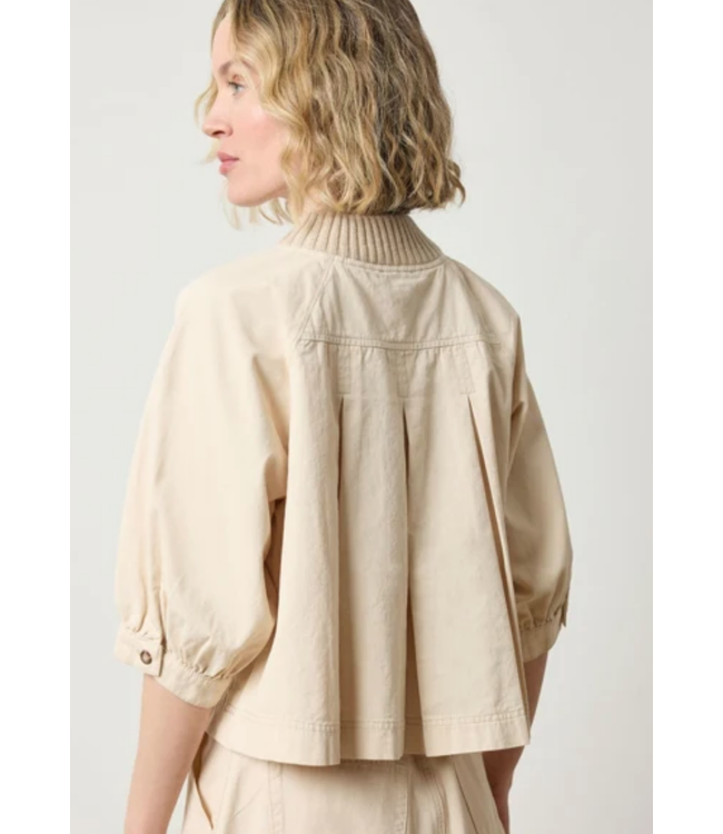 Lilla P Knit Collar Twill Top #PA3047