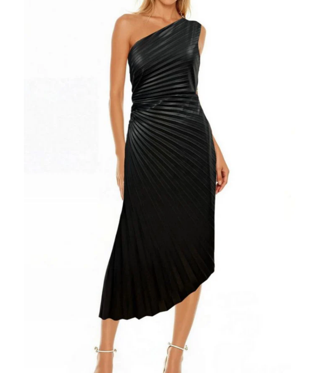 Badgley Mischika asymmetrical pleated dress #mk5103
